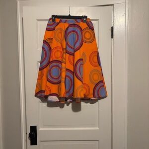 Niu Vibrant Orange and Purple Circle Pattern Skirt